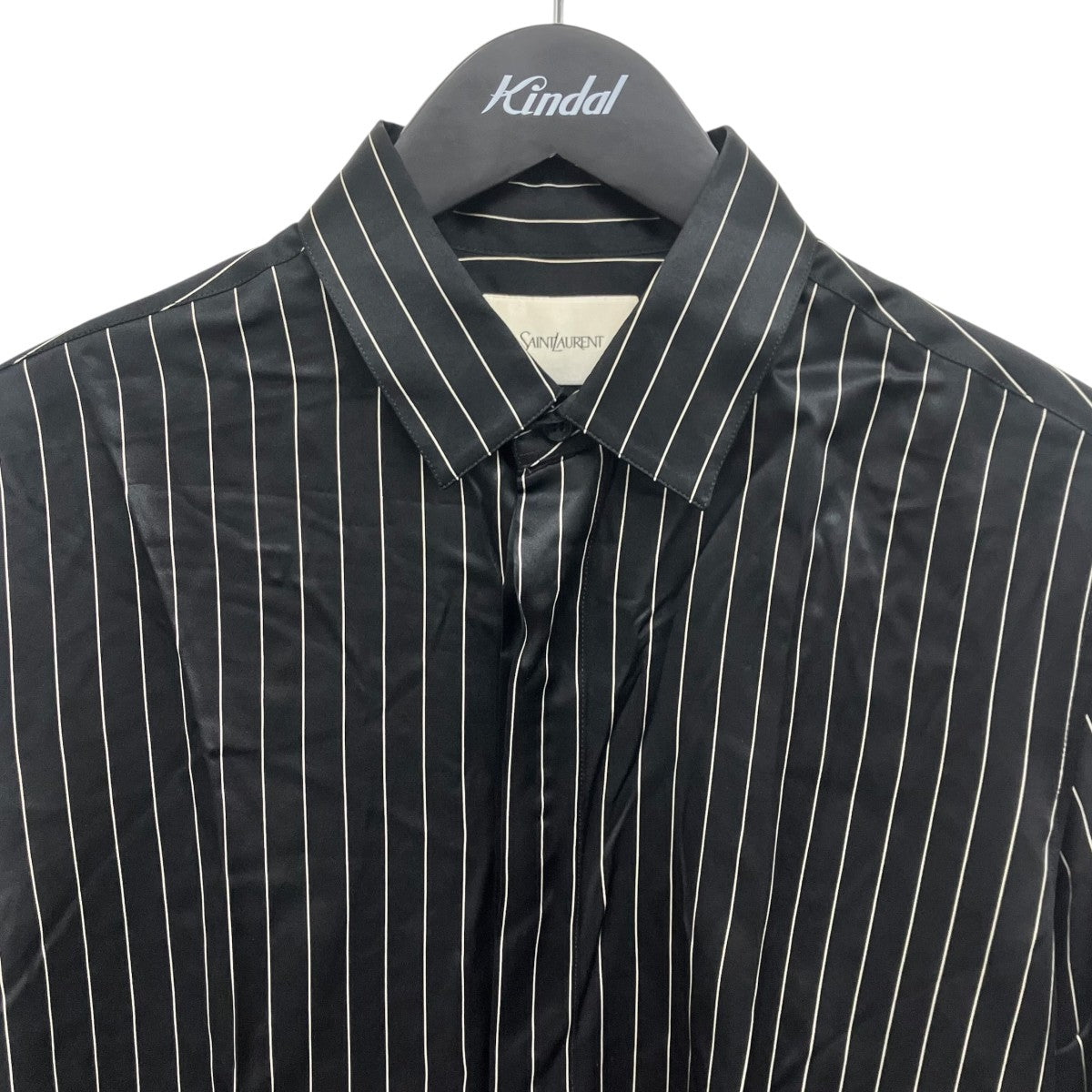 Saint Laurent Paris シルクストライプシャツ 古着・中古-3枚目のアイテム画像