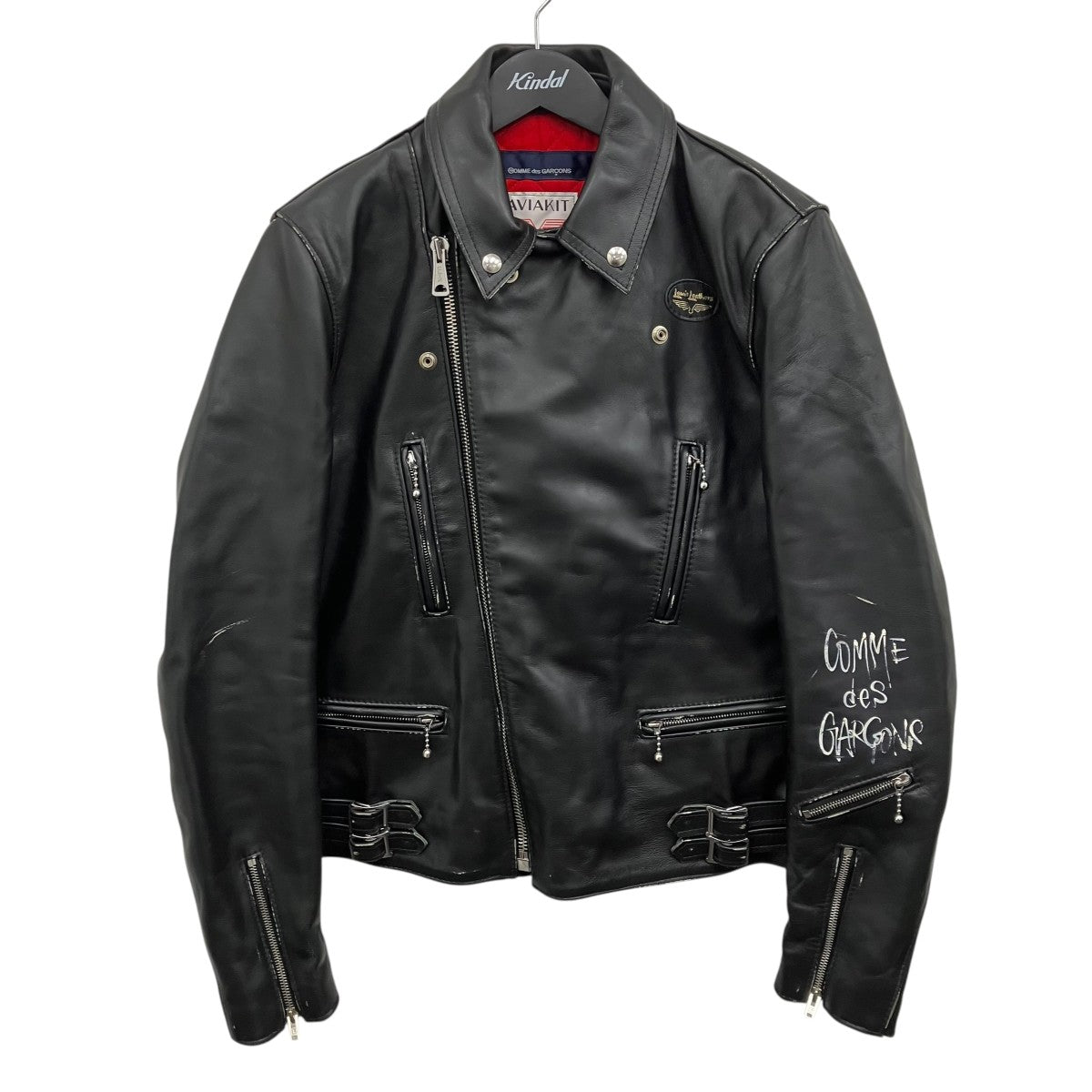 Lewis Leathers×COMME des GARCONS 青山限定 LIGHTNING FOREVER バックペィントライダースジャケット 古着・中古-2枚目のアイテム画像