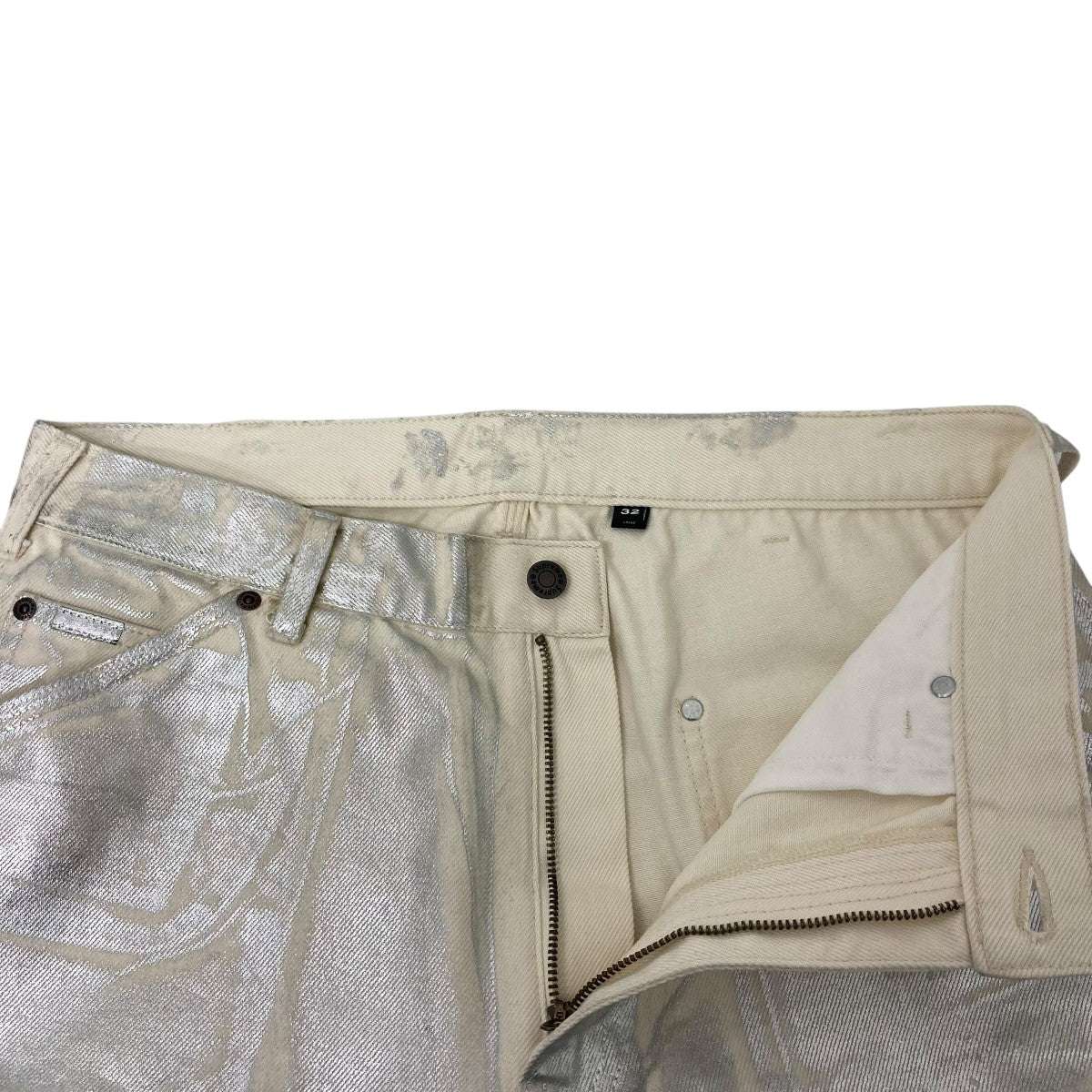 Foil Double Knee Painter Pantシルバーコーティングダブルニーデニムパンツ