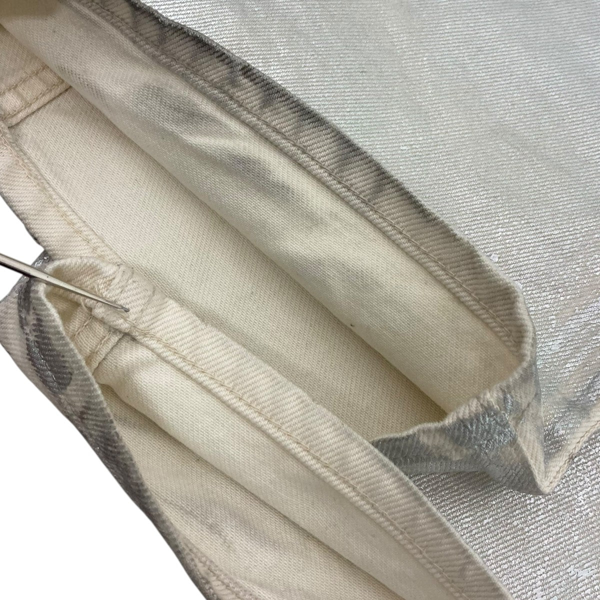 Foil Double Knee Painter Pantシルバーコーティングダブルニーデニムパンツ