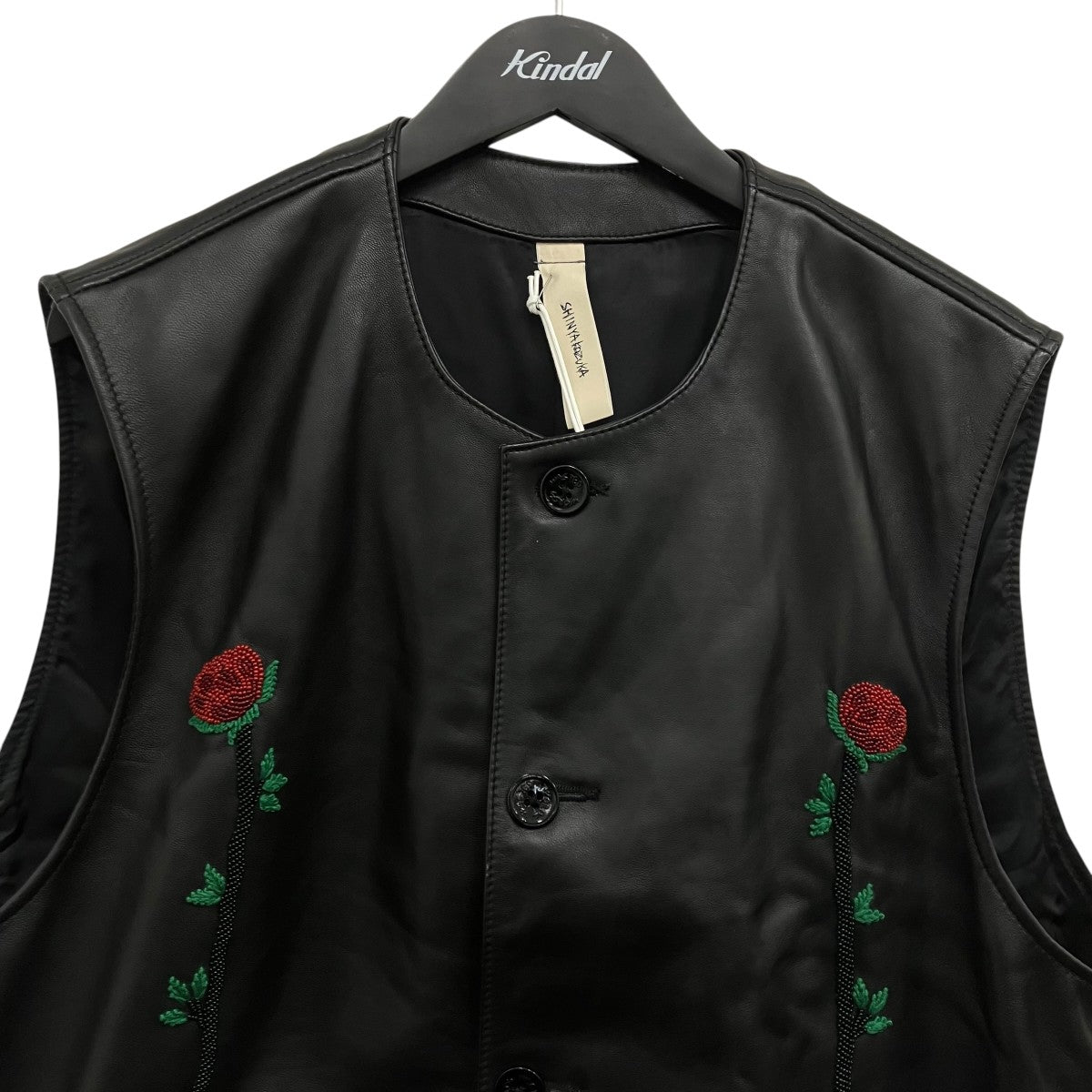 SHINYA KOZUKA 26SS BLOOMED MOON BLACK SMITH WITH EMBROIDERY レザーベスト 古着・中古-3枚目のアイテム画像