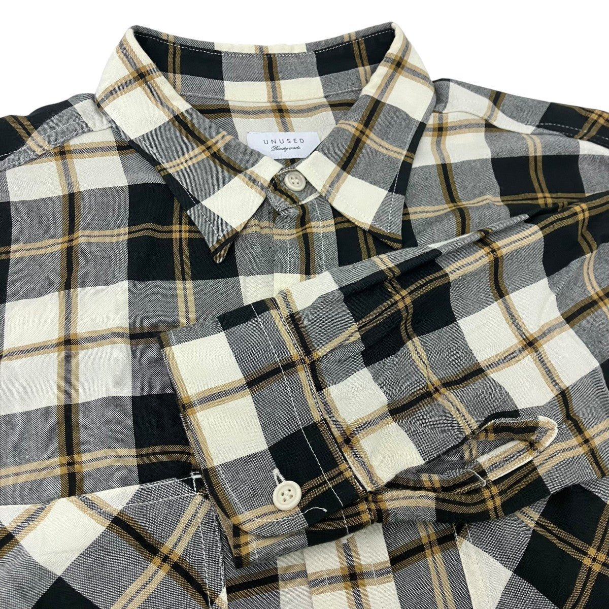 UNUSED 26SS long sleeve rayon check shirt チェックシャツ 古着・中古-4枚目のアイテム画像
