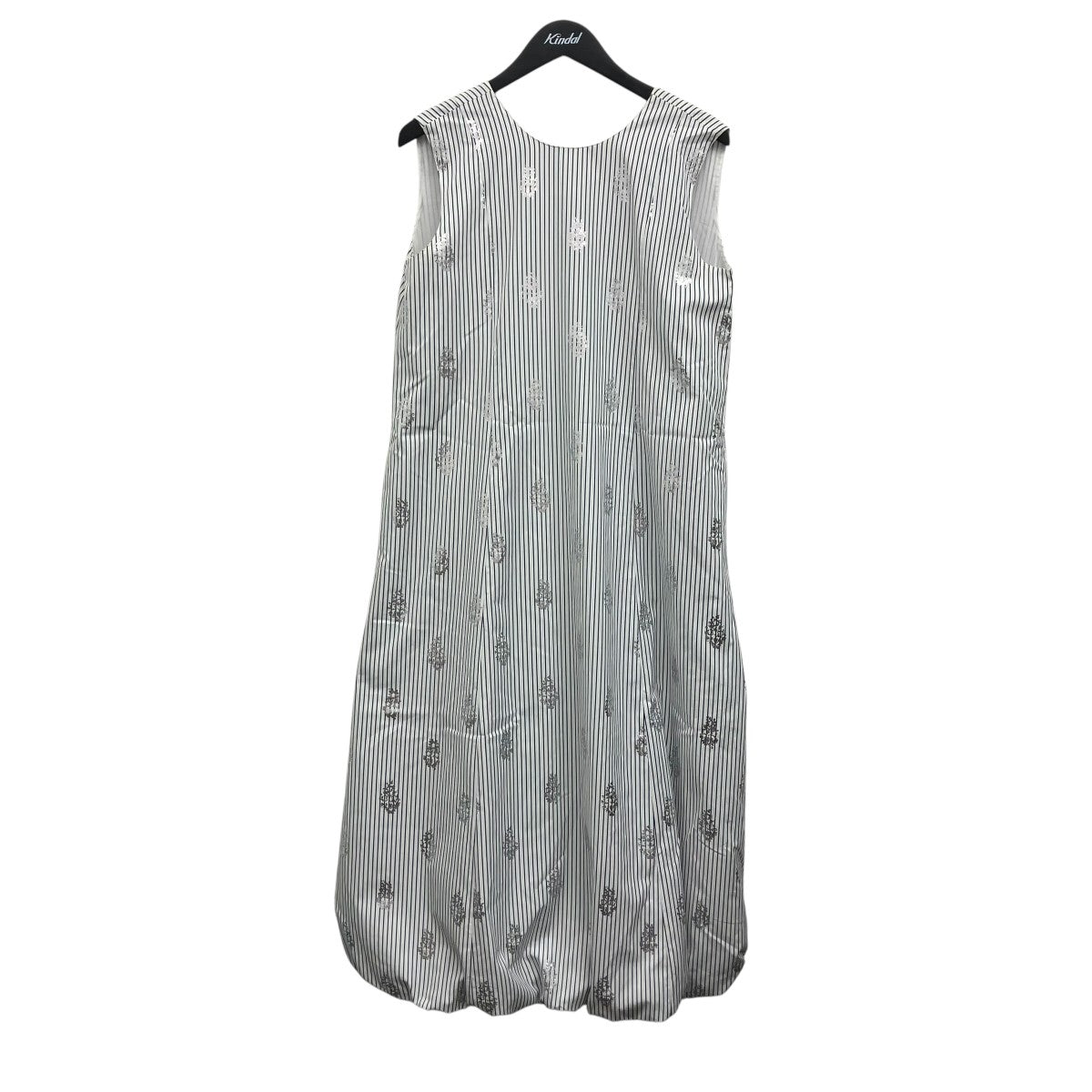 ne quittez pas Poplin Foil Print Sleeveless Balloon Dressストライプキャミソールワンピース 古着・中古-1枚目のアイテム画像