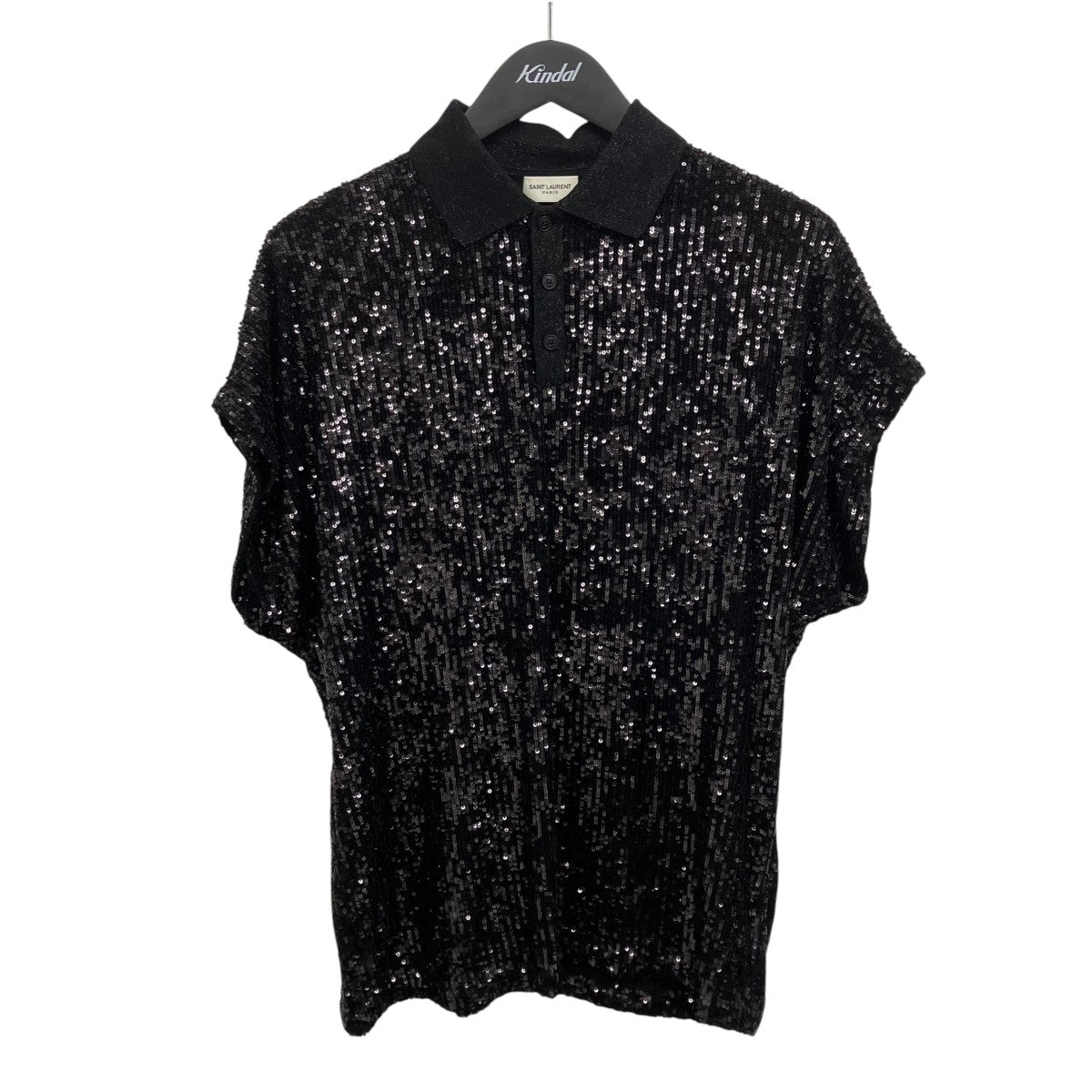 Saint Laurent Paris スパンコールニットポロシャツ