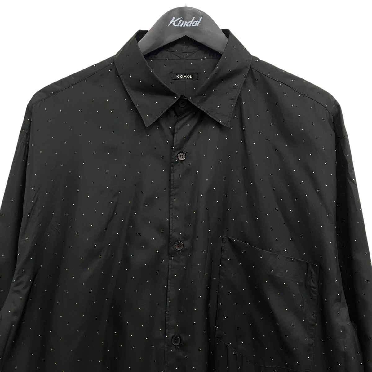 COMOLI ドット柄黒シャツ サイズ2 COMOLI(コモリ) シルクドットコモリシャツ B01-02015 ブラック サイズ