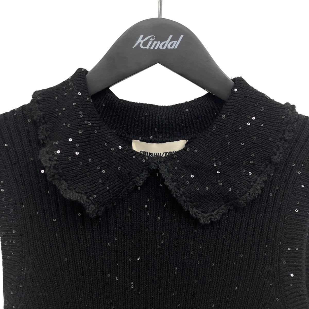 sequinned knit ラメノースリーブニット