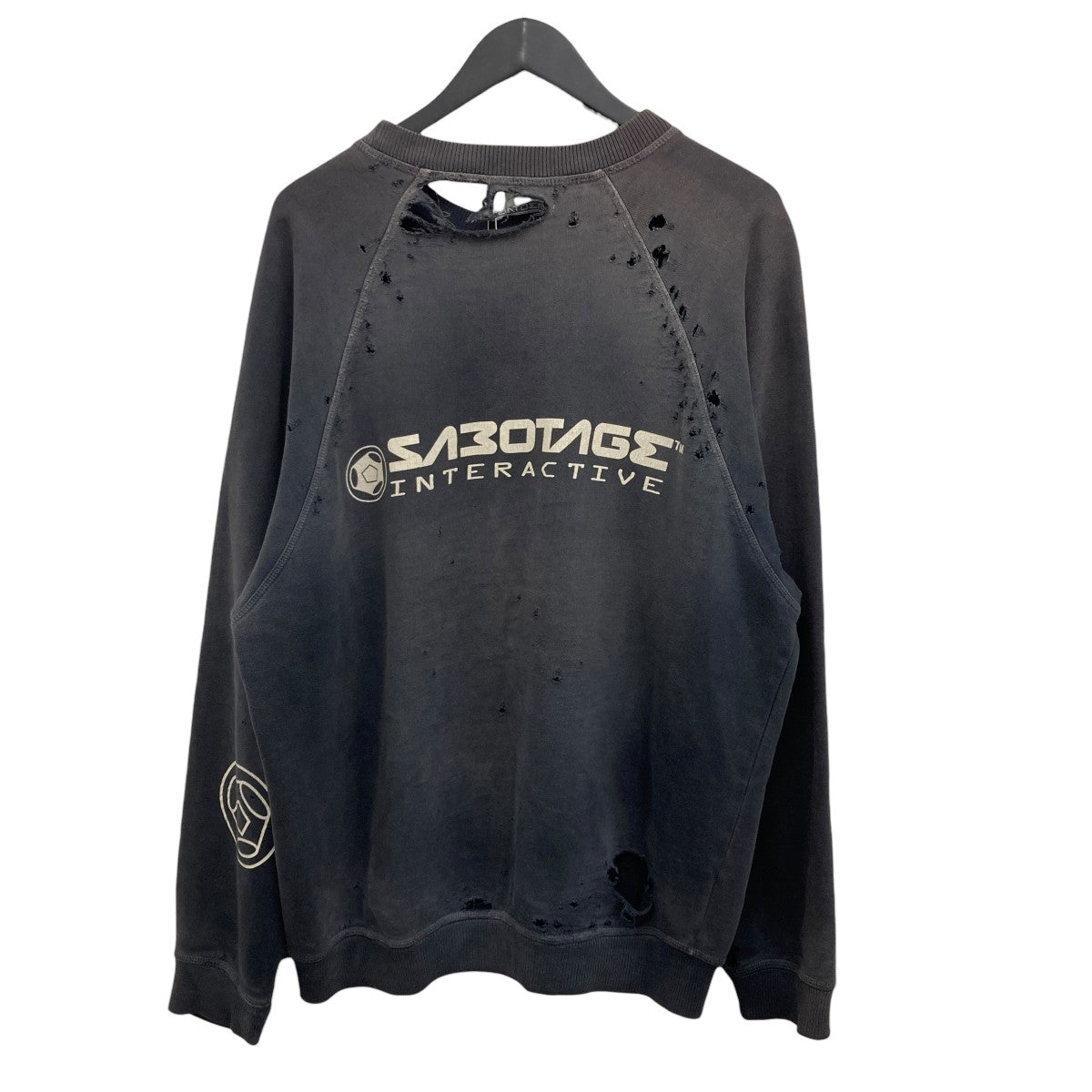 SABOTAGE デストロイ加工クルーネックスウェット 古着・中古-2枚目のアイテム画像