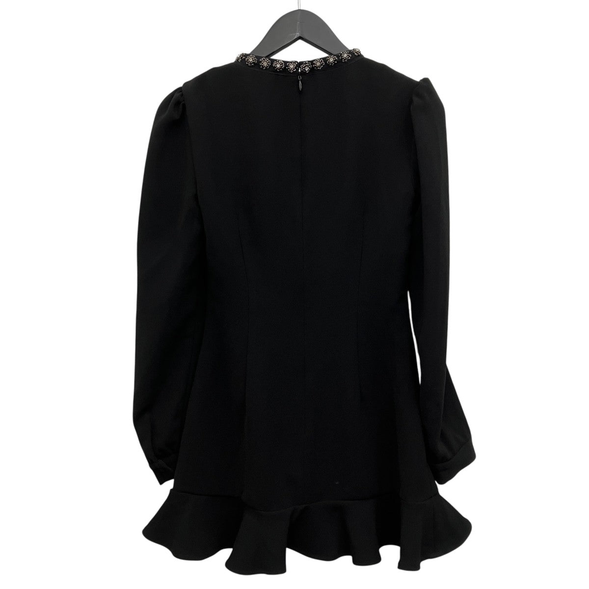 Black Crepe Embellished Tunic ビジューデザインレースドレス