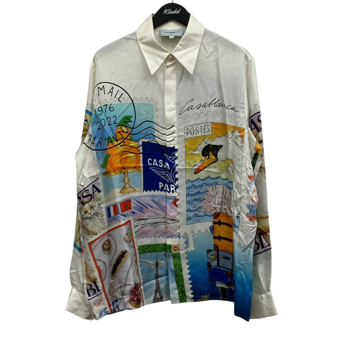 Long-Sleeve Silk Shirt ’Souvenirs De Vacances シルクプリントシャツ
