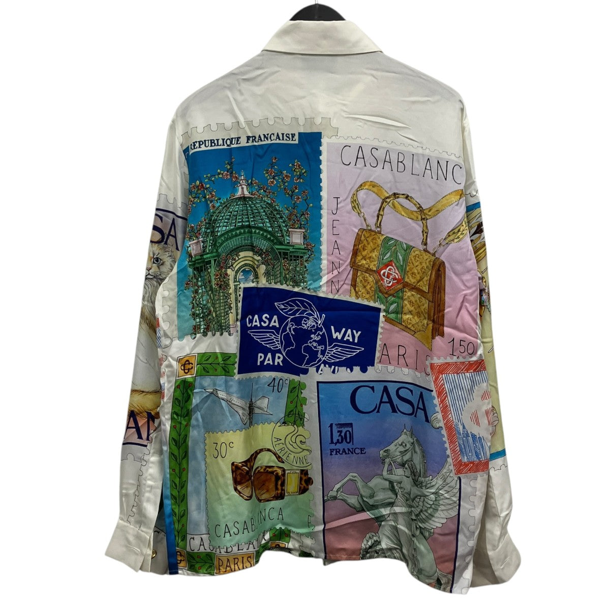 Long-Sleeve Silk Shirt ’Souvenirs De Vacances シルクプリントシャツ