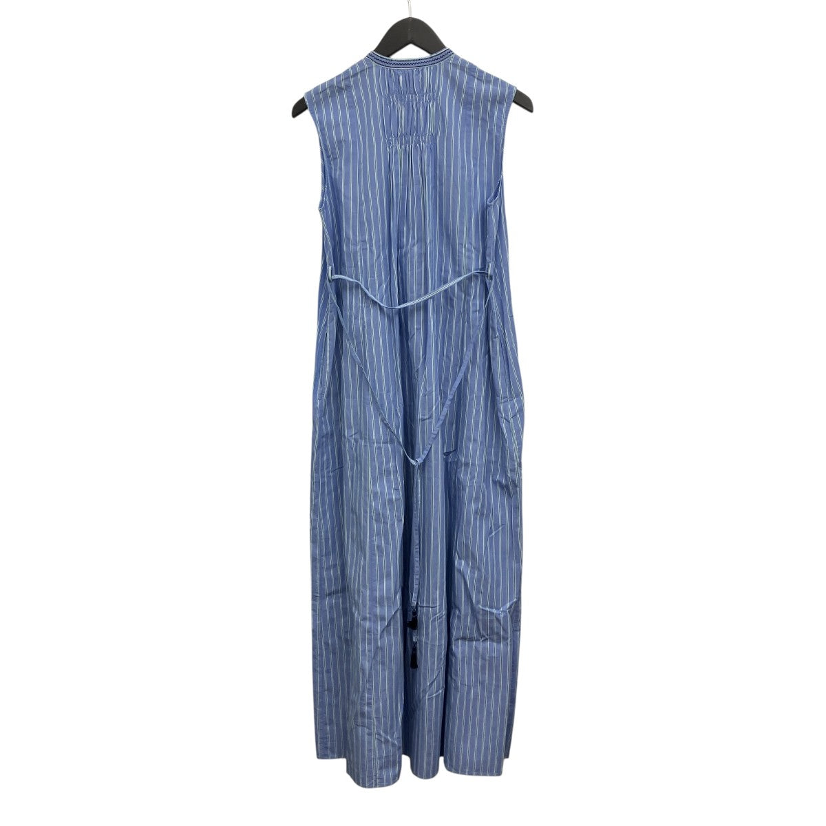 Poplin Stripe Flower Embroidery Sleeveless Dress ノースリーブフラワーエンブロイダリードレス