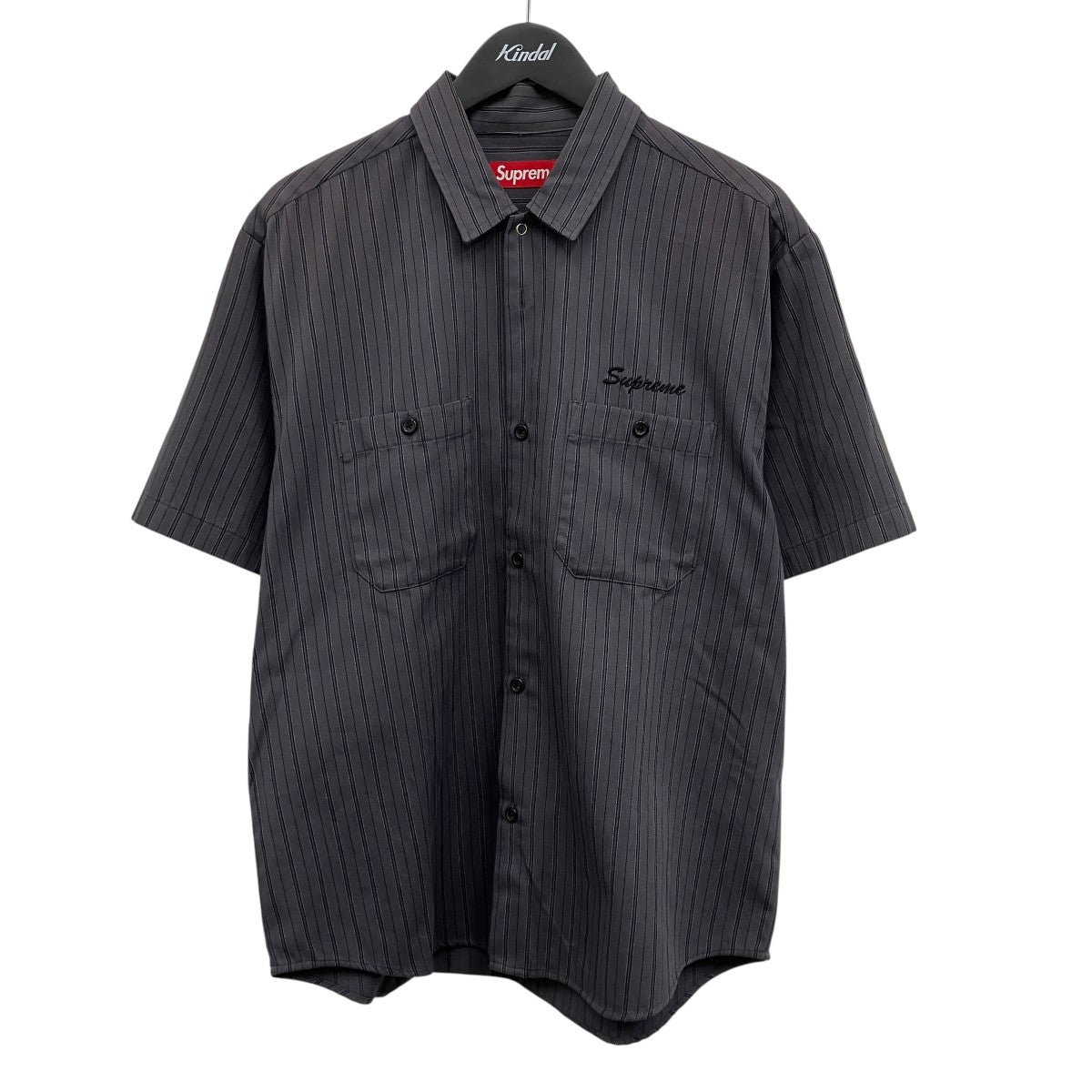 AOI Eyes S S Work Shirt Stripeショートスリーブシャツ