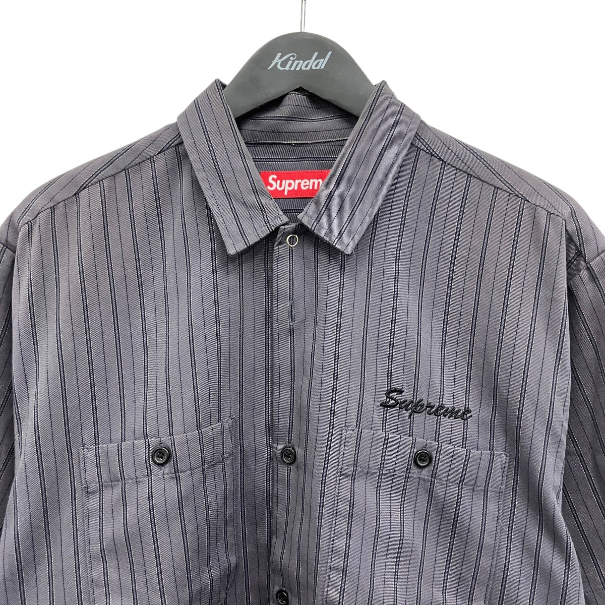 AOI Eyes S S Work Shirt Stripeショートスリーブシャツ