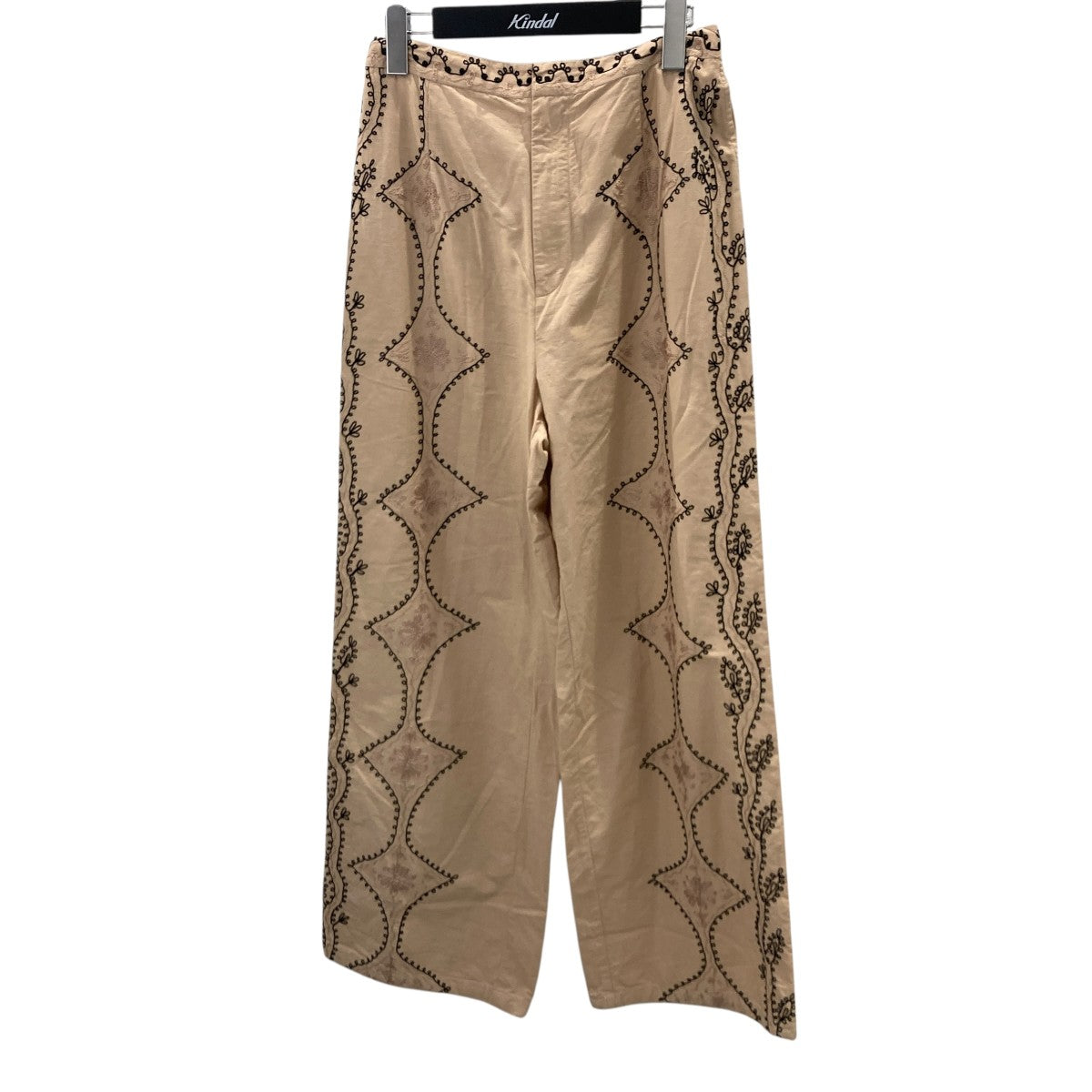 Cotton Linen Aari Embroidery Pantsエンブロイダリーデザインリネンブレンドパンツ020652SA2