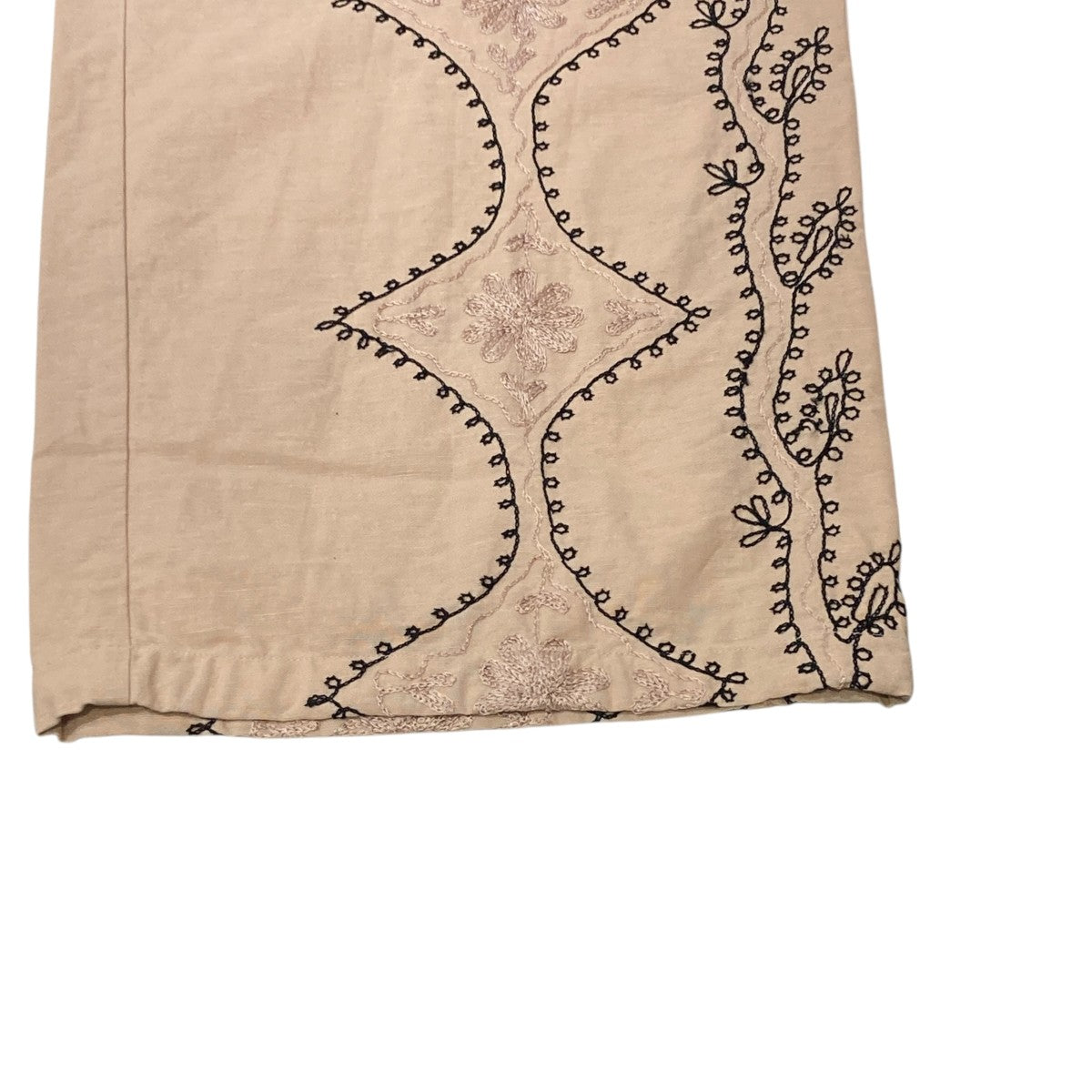 Cotton Linen Aari Embroidery Pantsエンブロイダリーデザインリネンブレンドパンツ020652SA2