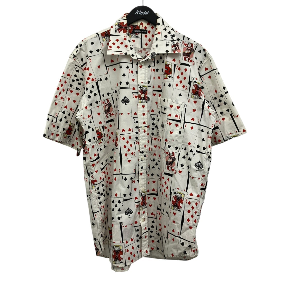 Logo Print Button Check Shirt トランプデザインシャツ