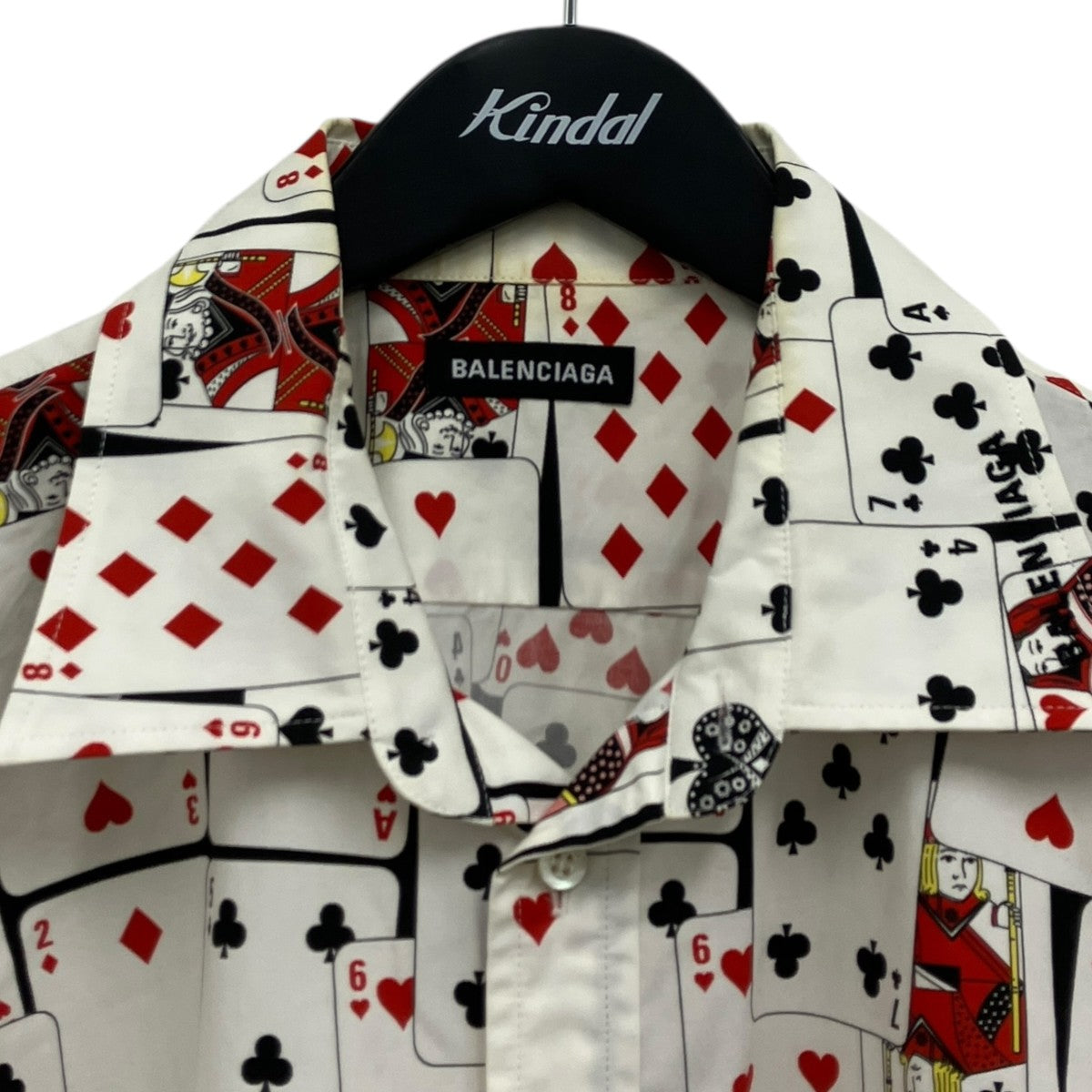 Logo Print Button Check Shirt トランプデザインシャツ
