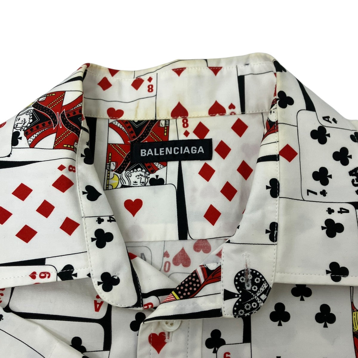 Logo Print Button Check Shirt トランプデザインシャツ