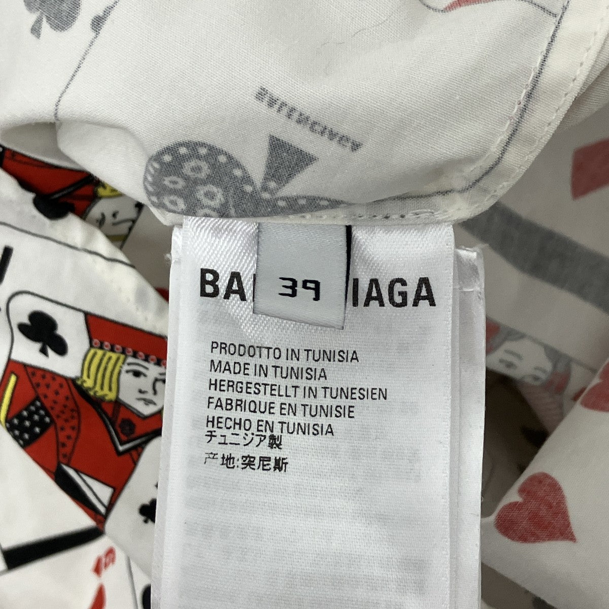 Logo Print Button Check Shirt トランプデザインシャツ