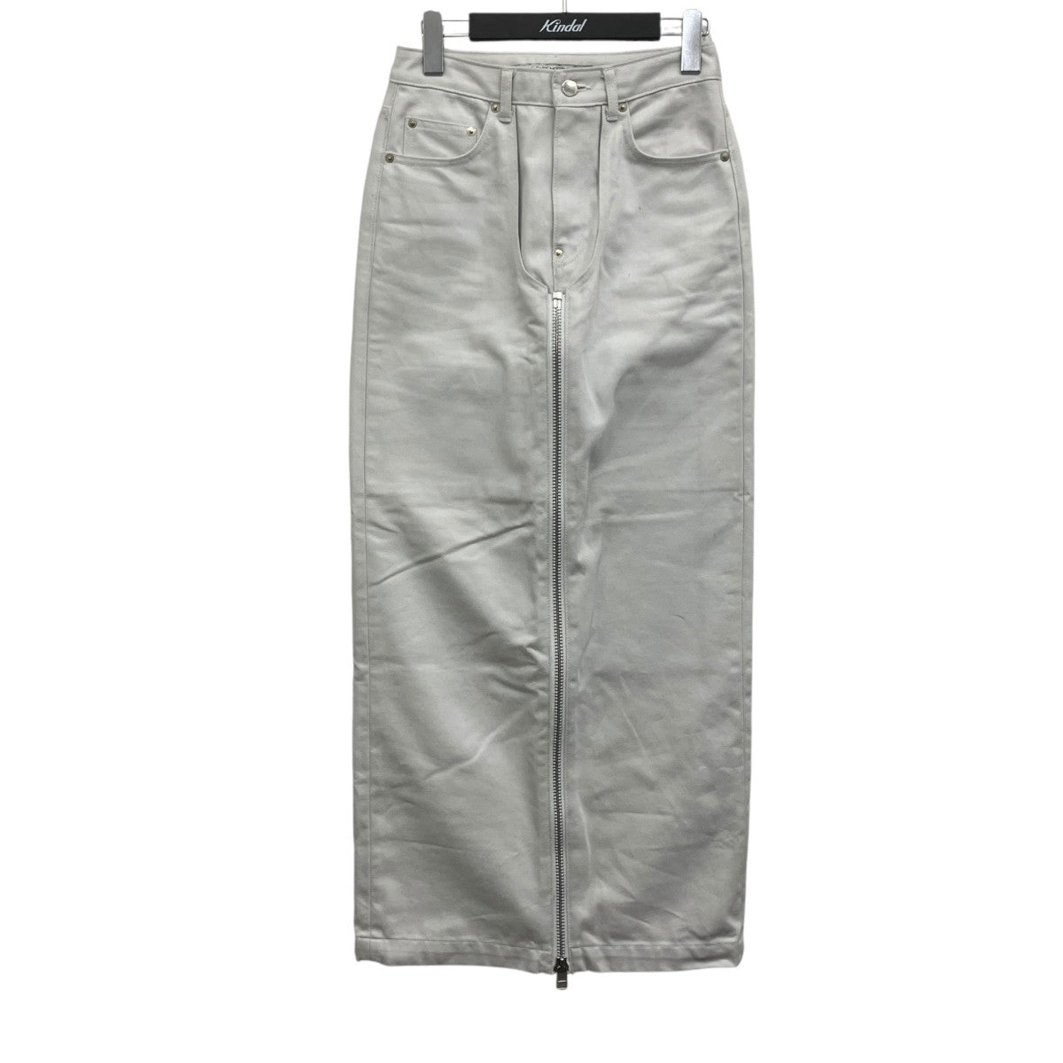 Washed denim zipped long skirt ウォッシュド デニム フロントジップ ロングスカート
