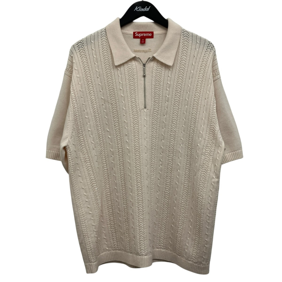 Beaded Zip S S Polo Sweater ニットポロシャツ