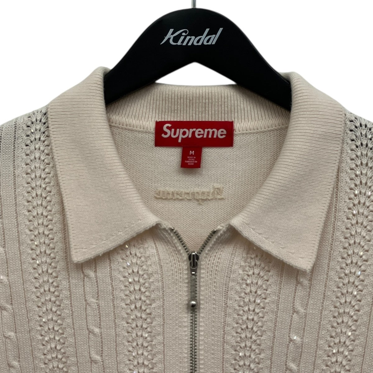 Beaded Zip S S Polo Sweater ニットポロシャツ