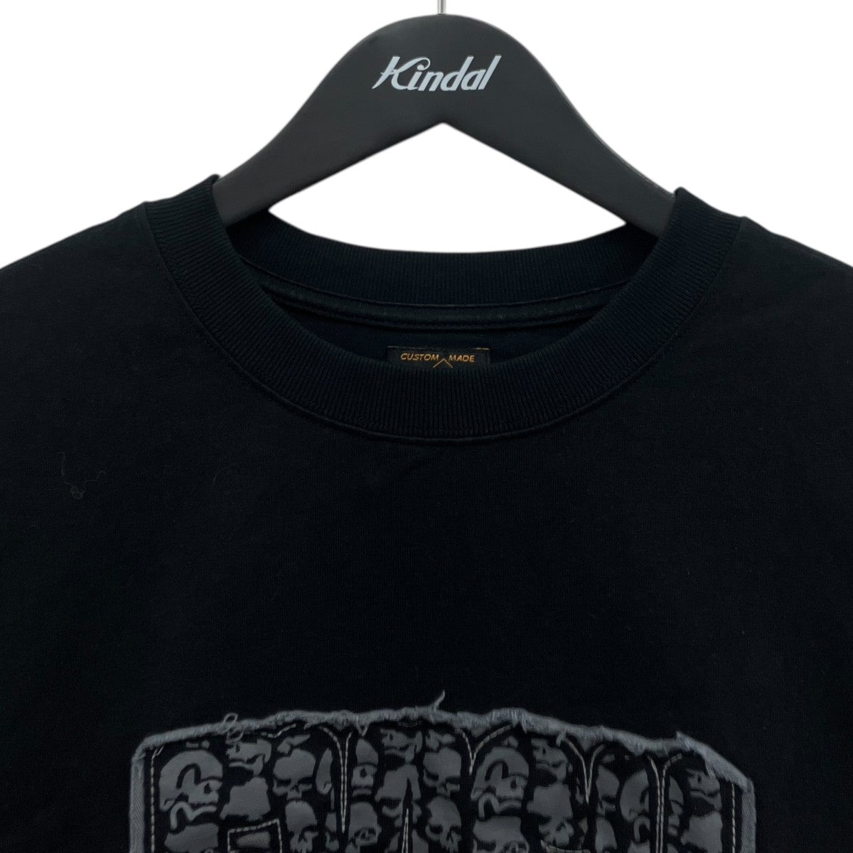 スカルEVISUロゴディストレスドTシャツ