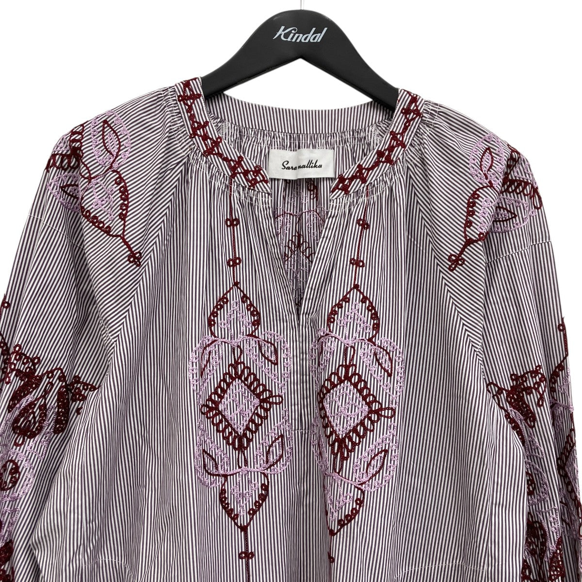 Cotton Aari Embroidery Stripe Dress コットンアーリエンブロイダリーワンピース
