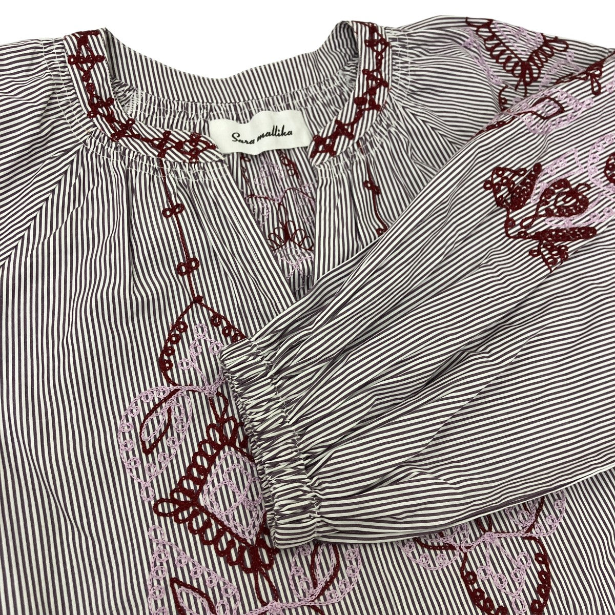 Cotton Aari Embroidery Stripe Dress コットンアーリエンブロイダリーワンピース