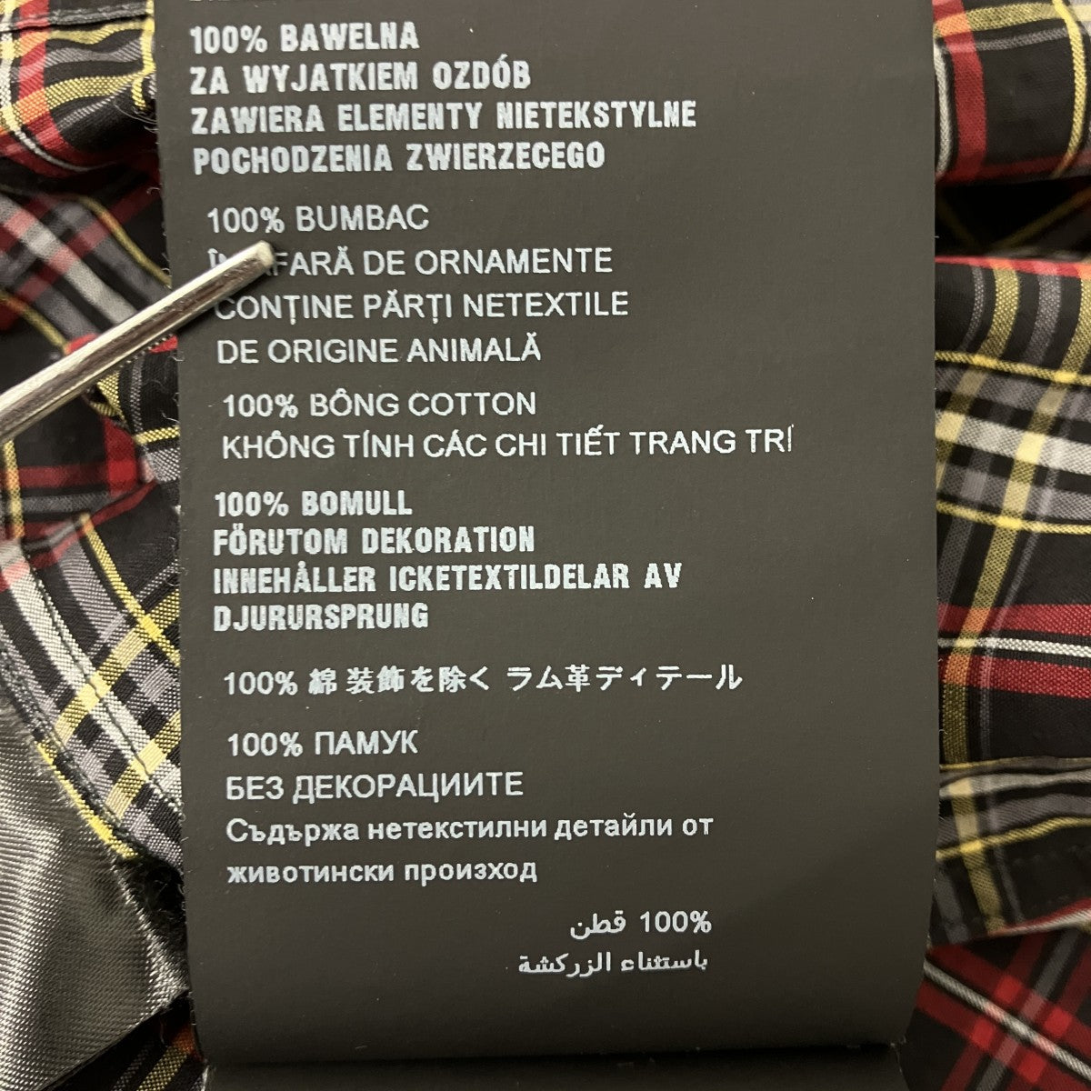 PRADA(プラダ) デザインチェックシャツ UCN500 ブラック×レッド サイズ