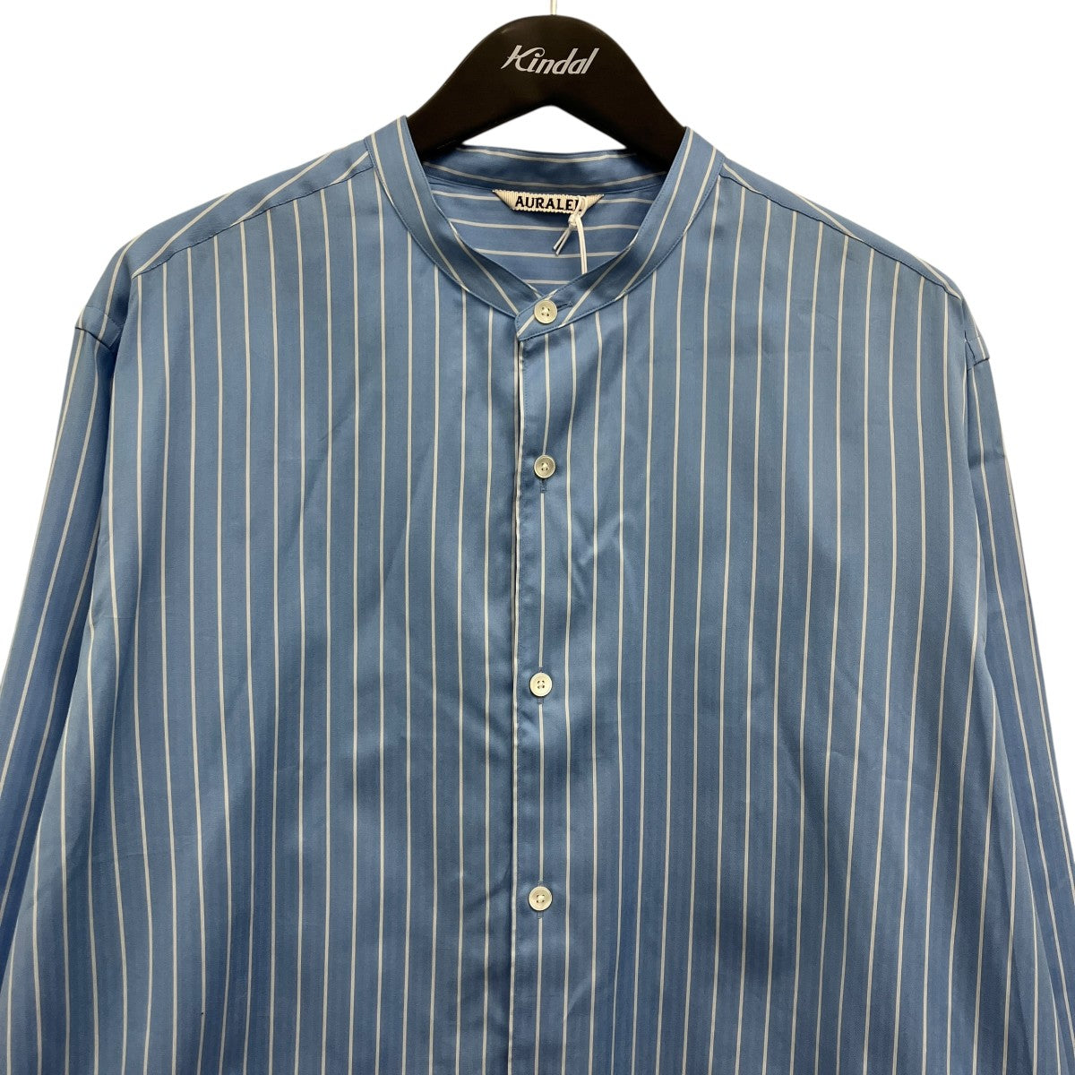 COTTON SILK STRIPE STAND COLLAR SHIRT ストライプシャツ