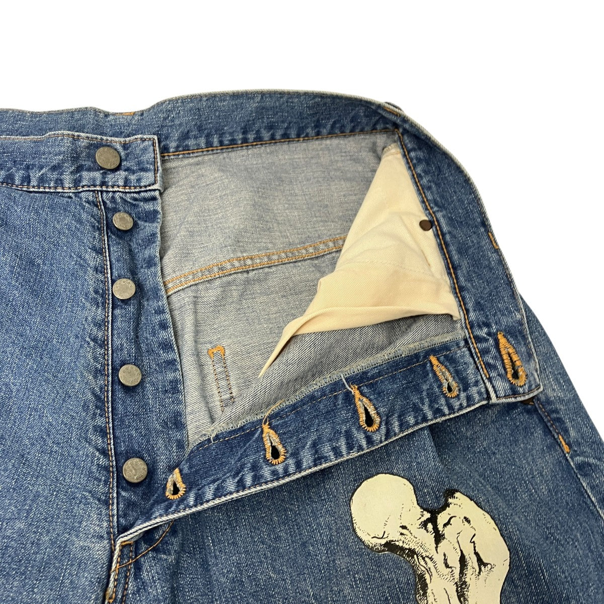 ボーンプリントデニムパンツ