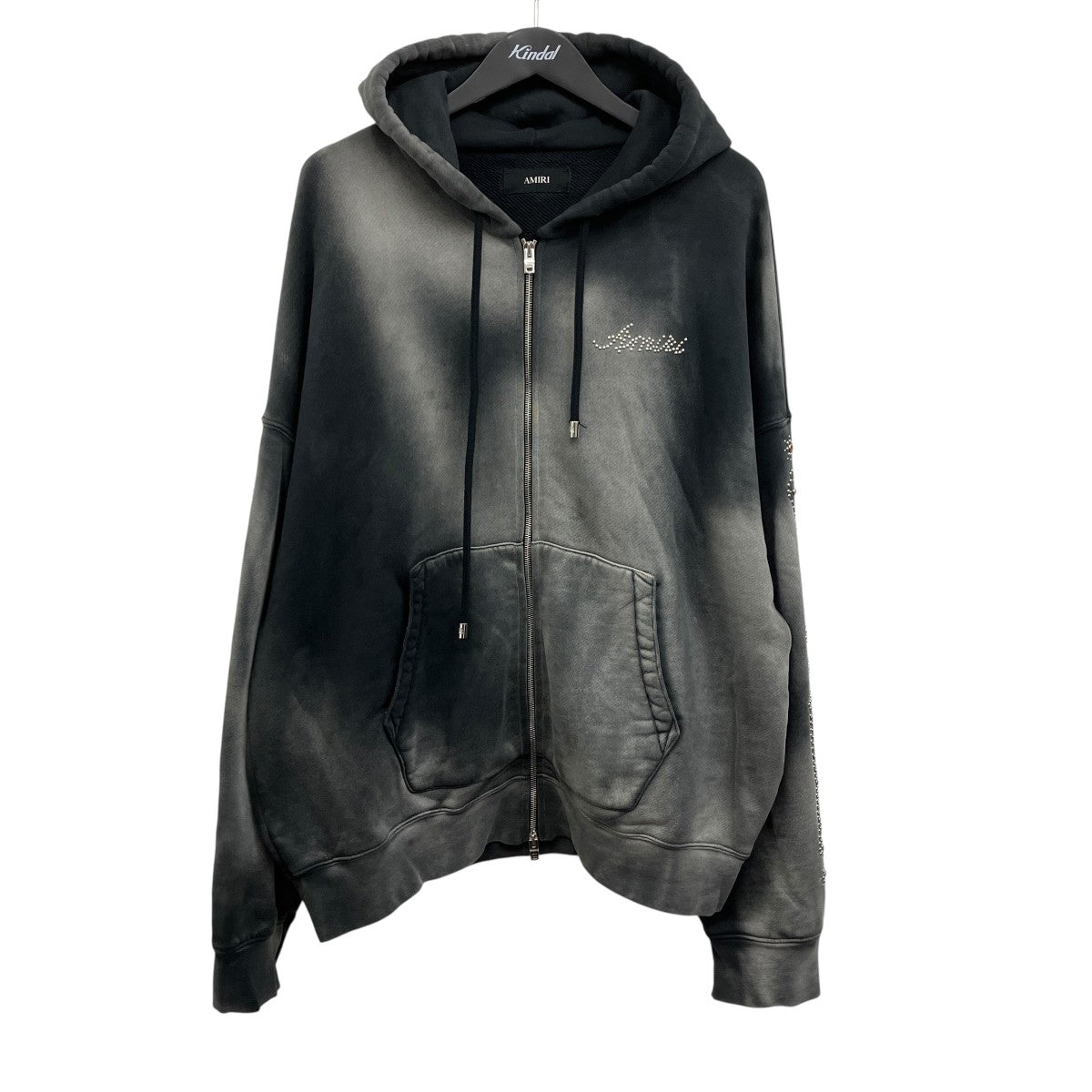 BLACK BONES STUDED OVERSIZED ZIP HOODIE ラインストーンジップパーカー