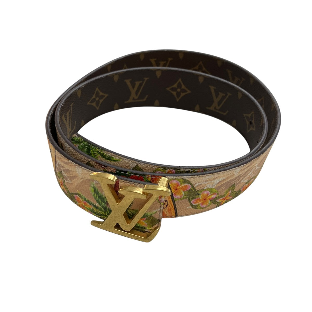 LOUIS VUITTON LV TAG 40MM REVERSIBLE BELT フラワーモチーフリバーシブルベルト 古着・中古-1枚目のアイテム画像