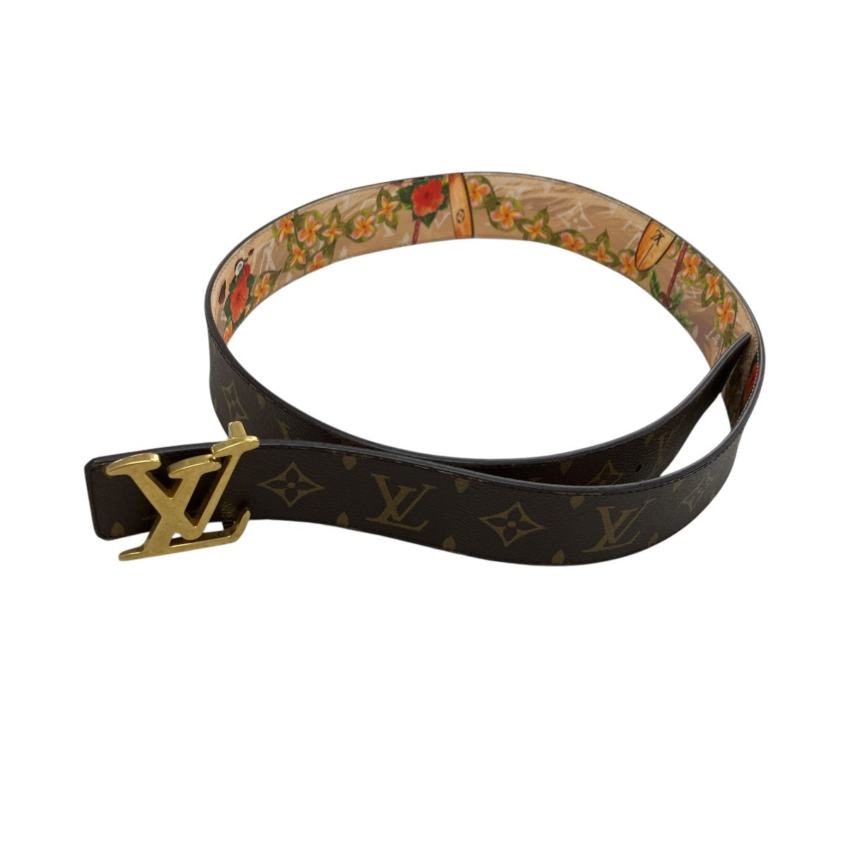LOUIS VUITTON LV TAG 40MM REVERSIBLE BELT フラワーモチーフリバーシブルベルト 古着・中古-2枚目のアイテム画像