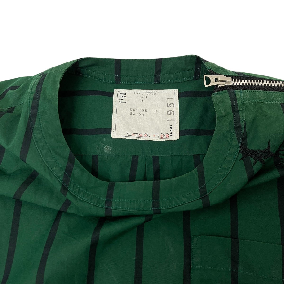sacai ストライプ切替プルオーバーシャツ 古着・中古-4枚目のアイテム画像