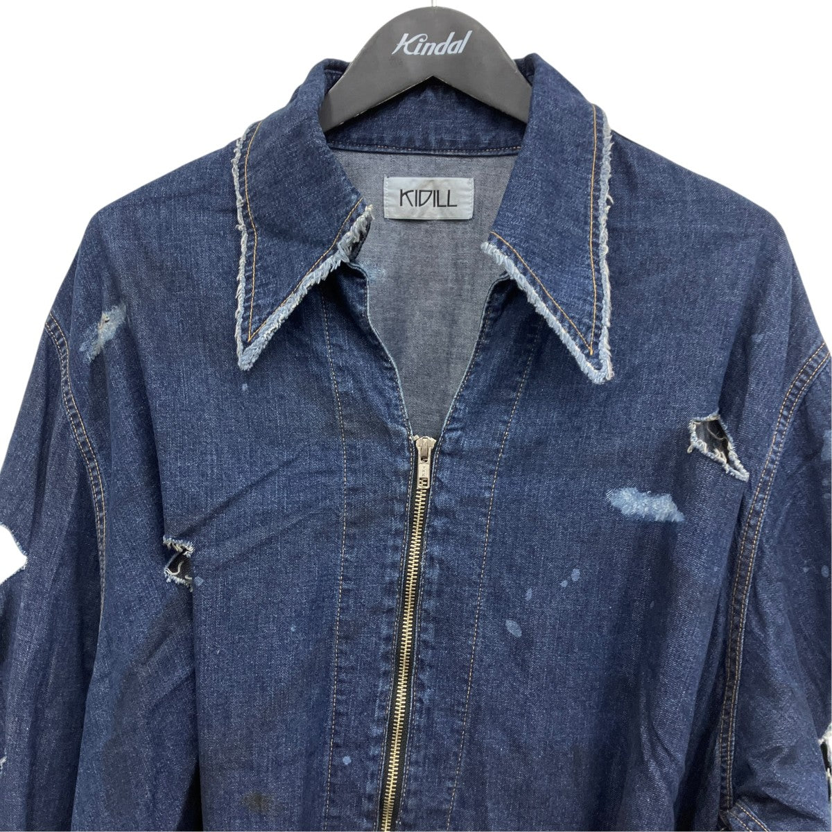 Destroy Pullover Denim Shirts ダメージデニムジップシャツ