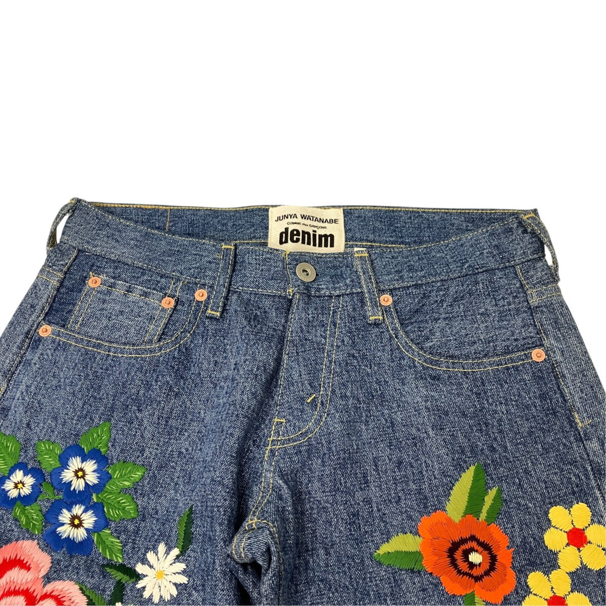 花柄ワッペンデニムパンツ