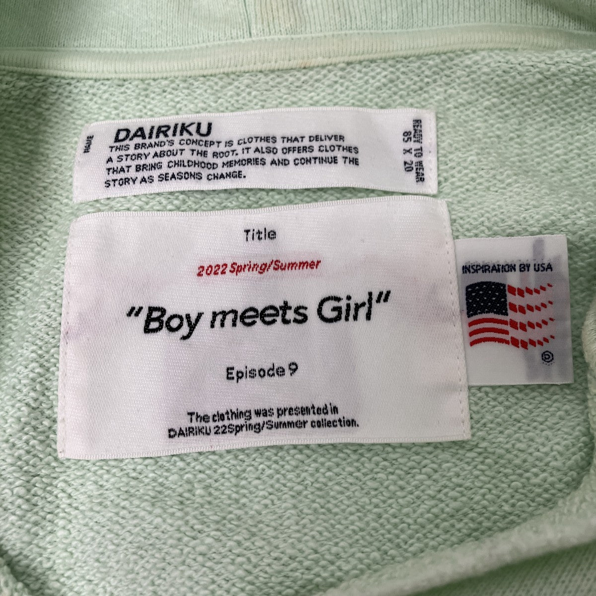 DAIRIKU 「BoymeetsGirl Cut off Hoodie」USED加工プルオーバーパーカー22SS C-2 古着・中古-4枚目のアイテム画像