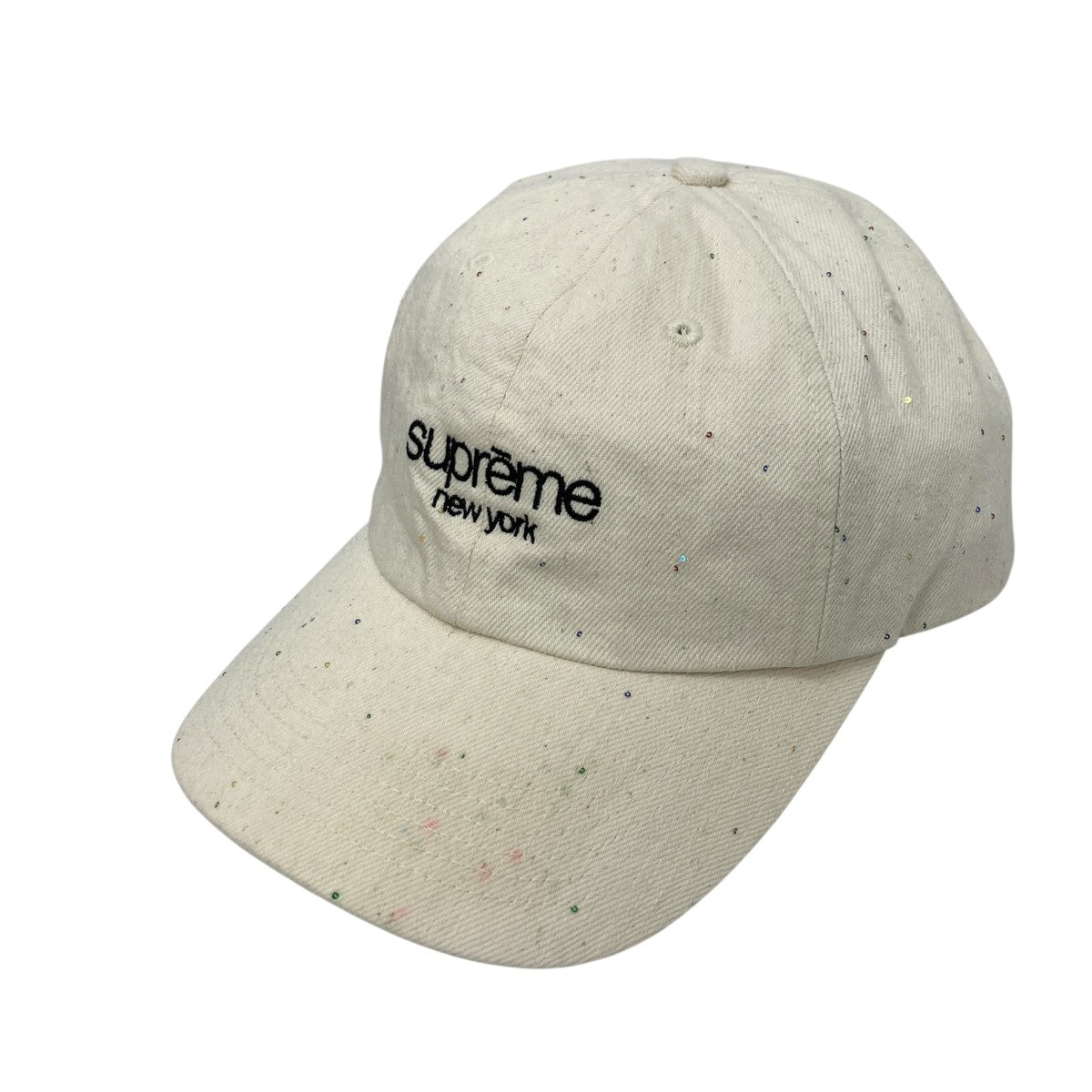 26SSSEQUIN DENIM CLASSIC CAP6パネルロゴキャップ