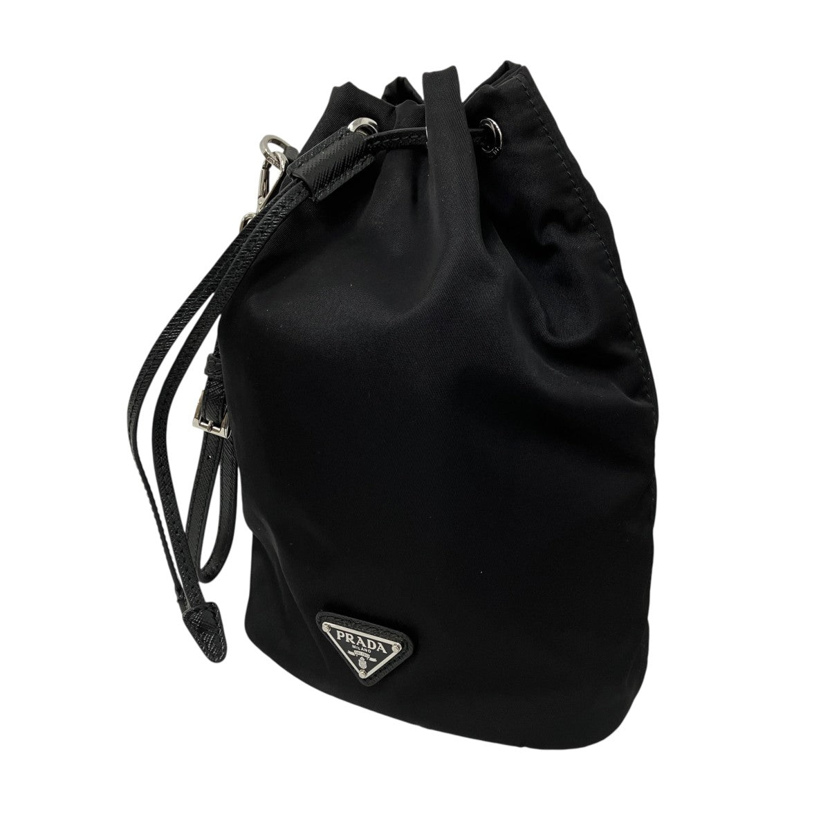 PRADA トライアングルロゴナイロン巾着ポーチ 古着・中古-1枚目のアイテム画像