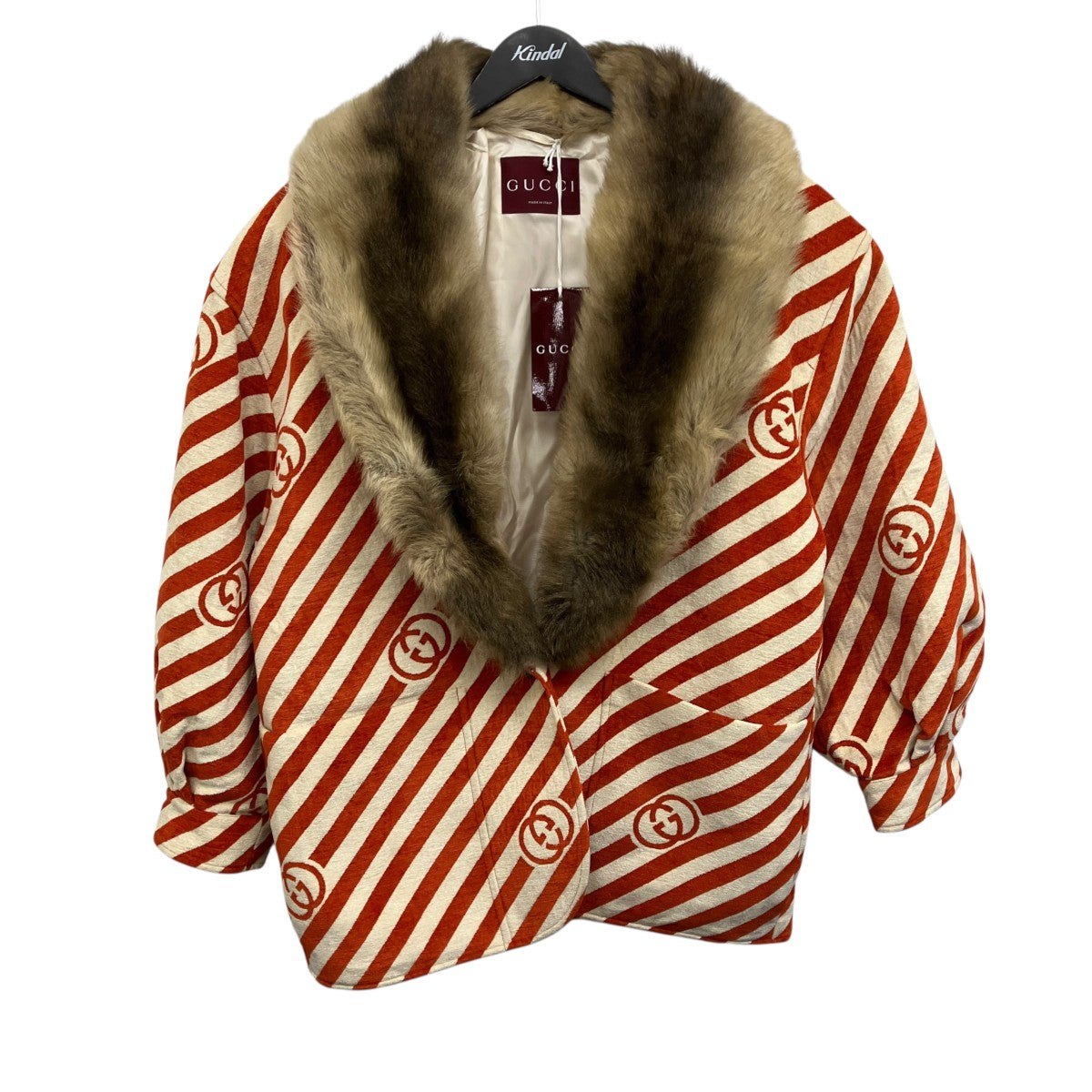 GUCCI 26SS ベルベットストライプファージャケット 古着・中古-1枚目のアイテム画像