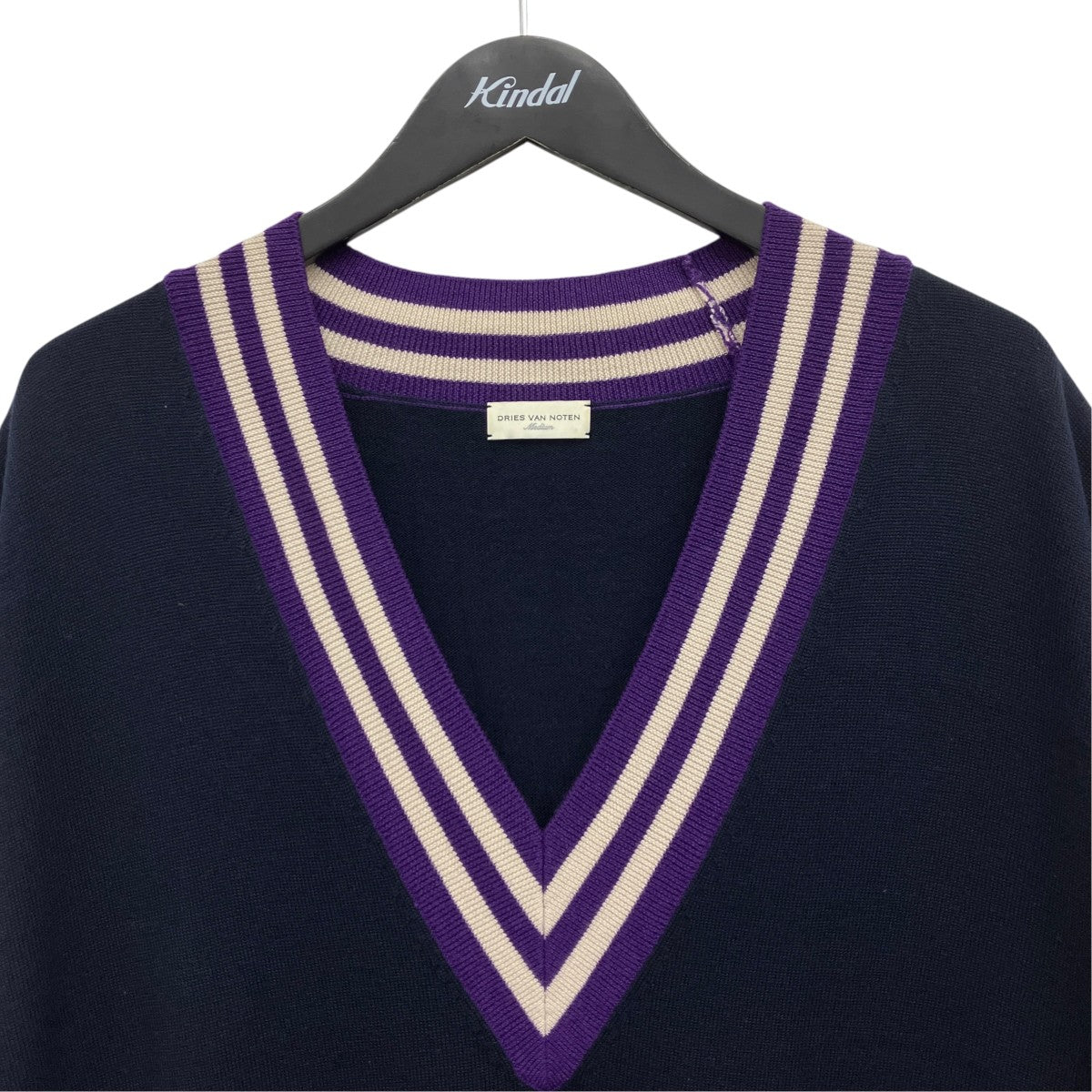 DRIES VAN NOTEN Vネックニットノースリーブベスト 古着・中古-3枚目のアイテム画像