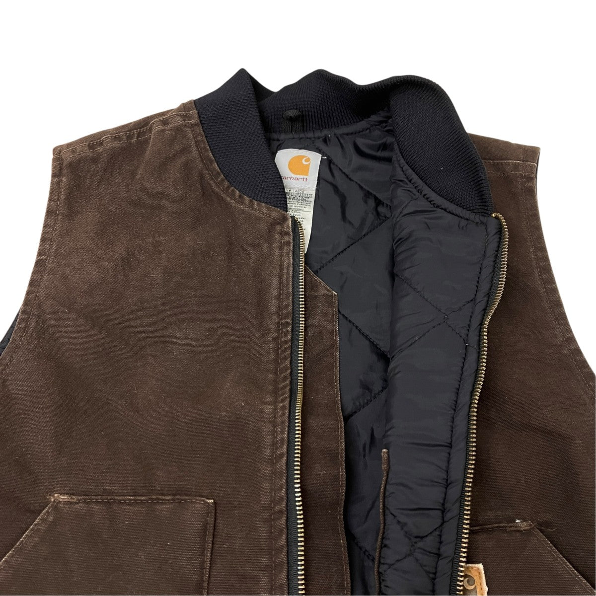 CarHartt(カーハート) リブ切替ジップベスト 0706093824 ブラウン