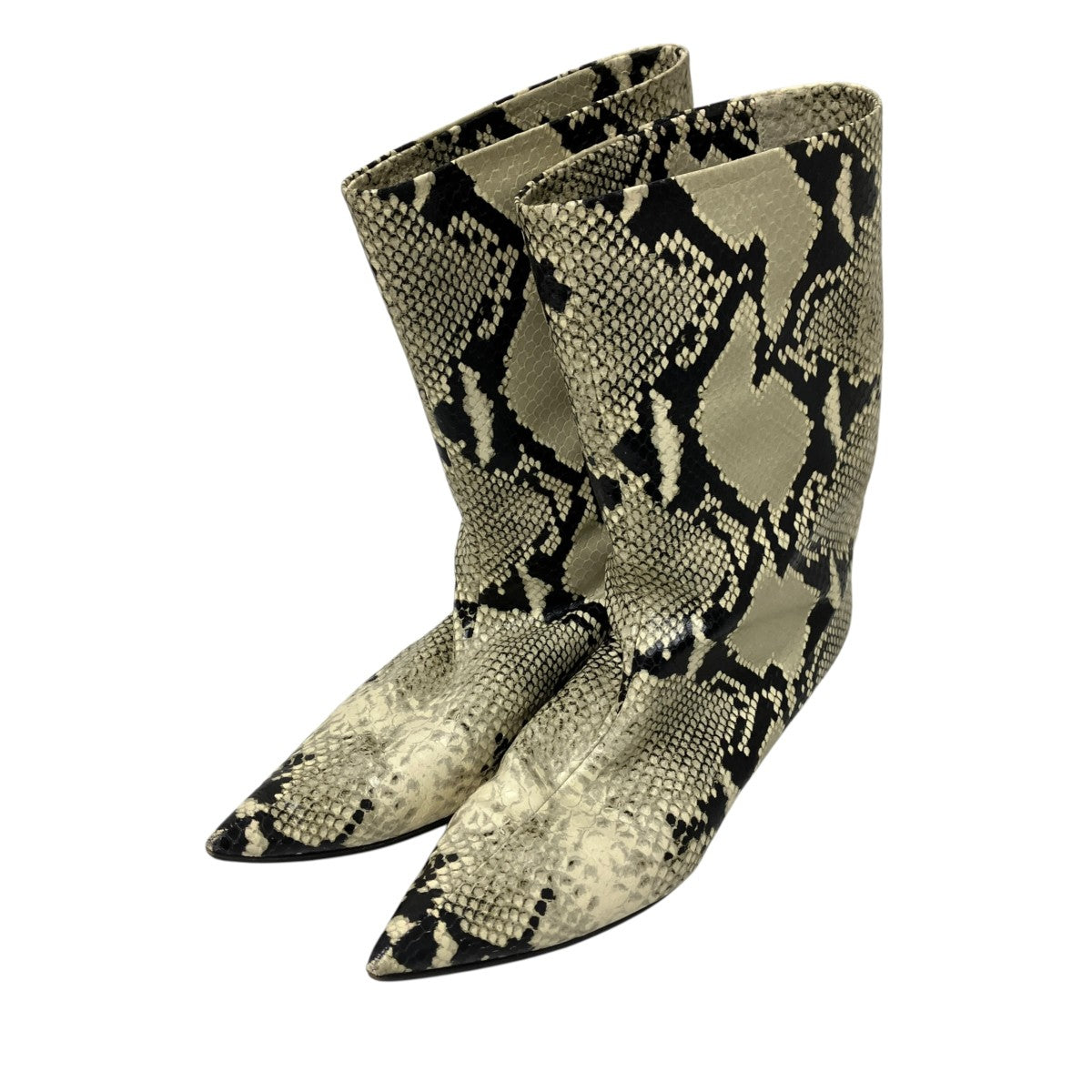 SNAKE PRINT LEATHER BOOTSスネークプリントアンクルブーツ
