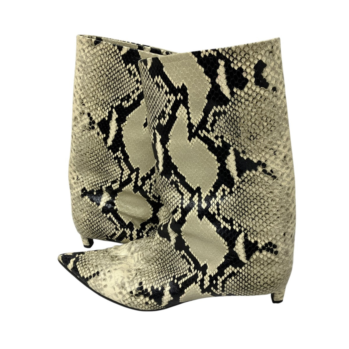 SNAKE PRINT LEATHER BOOTSスネークプリントアンクルブーツ