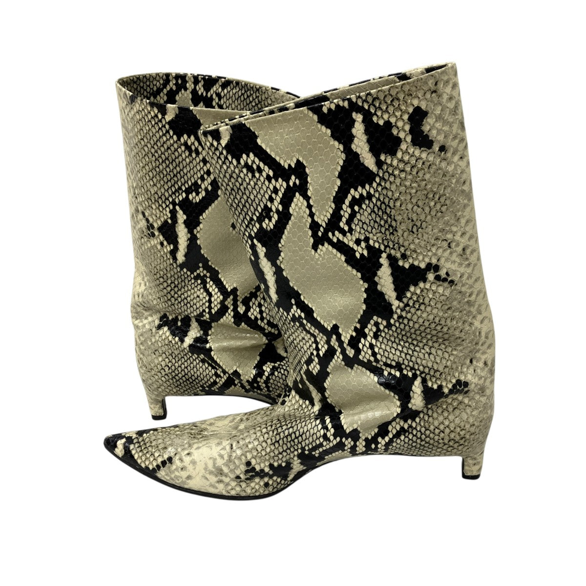 SNAKE PRINT LEATHER BOOTSスネークプリントアンクルブーツ