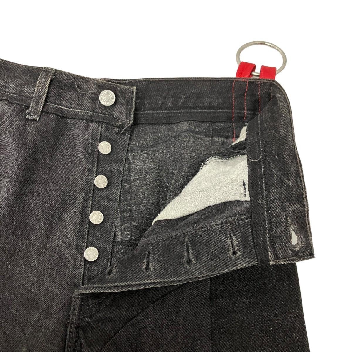VETEMENTS ウェストポーチ ブラック×レッド ヴェトモン N212 VETEMENTS(ヴェトモン) デニムパンツ ブラック×レッド サイズ L