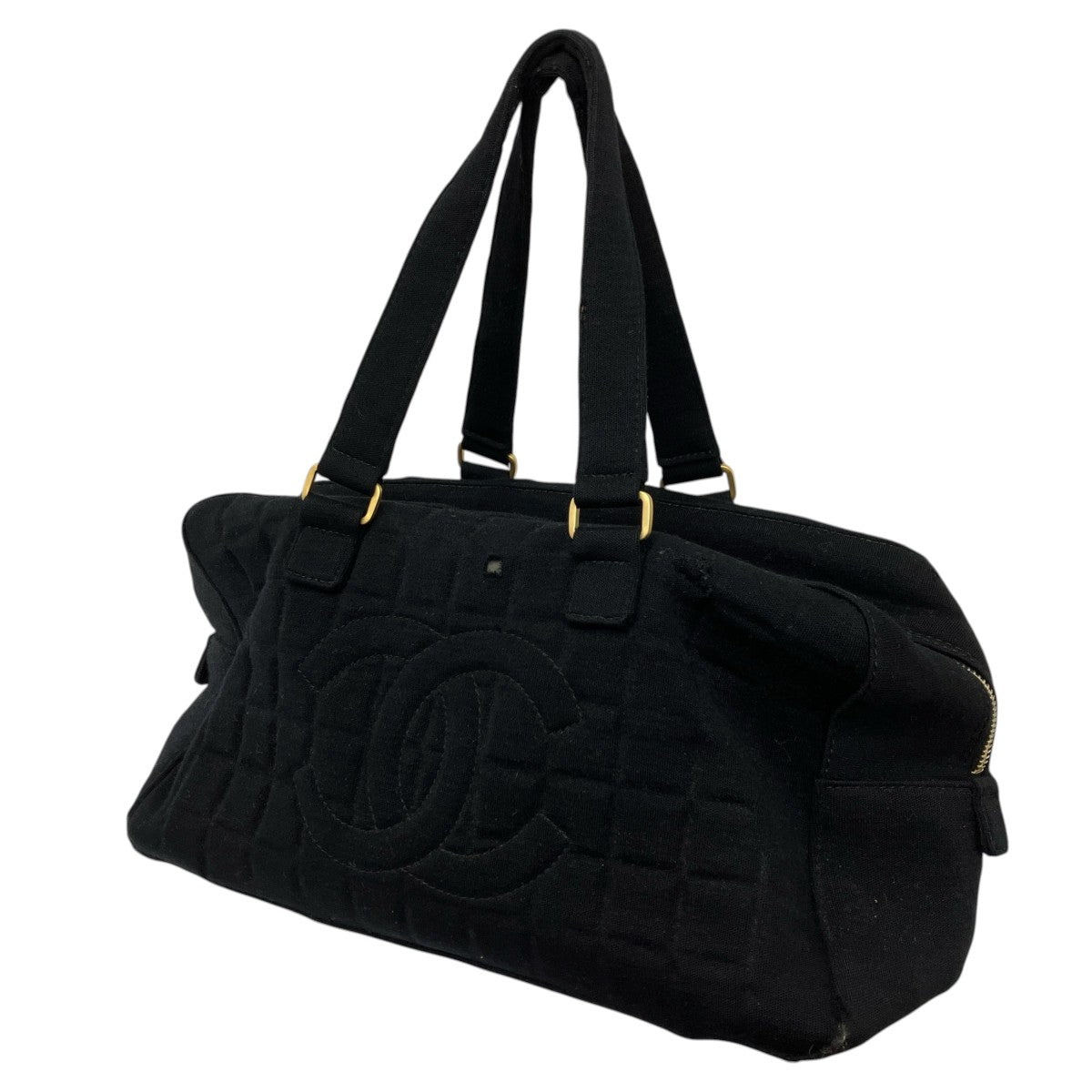 CHANEL チョコバー コットンキャンバス ボストンハンドバッグ 古着・中古-1枚目のアイテム画像