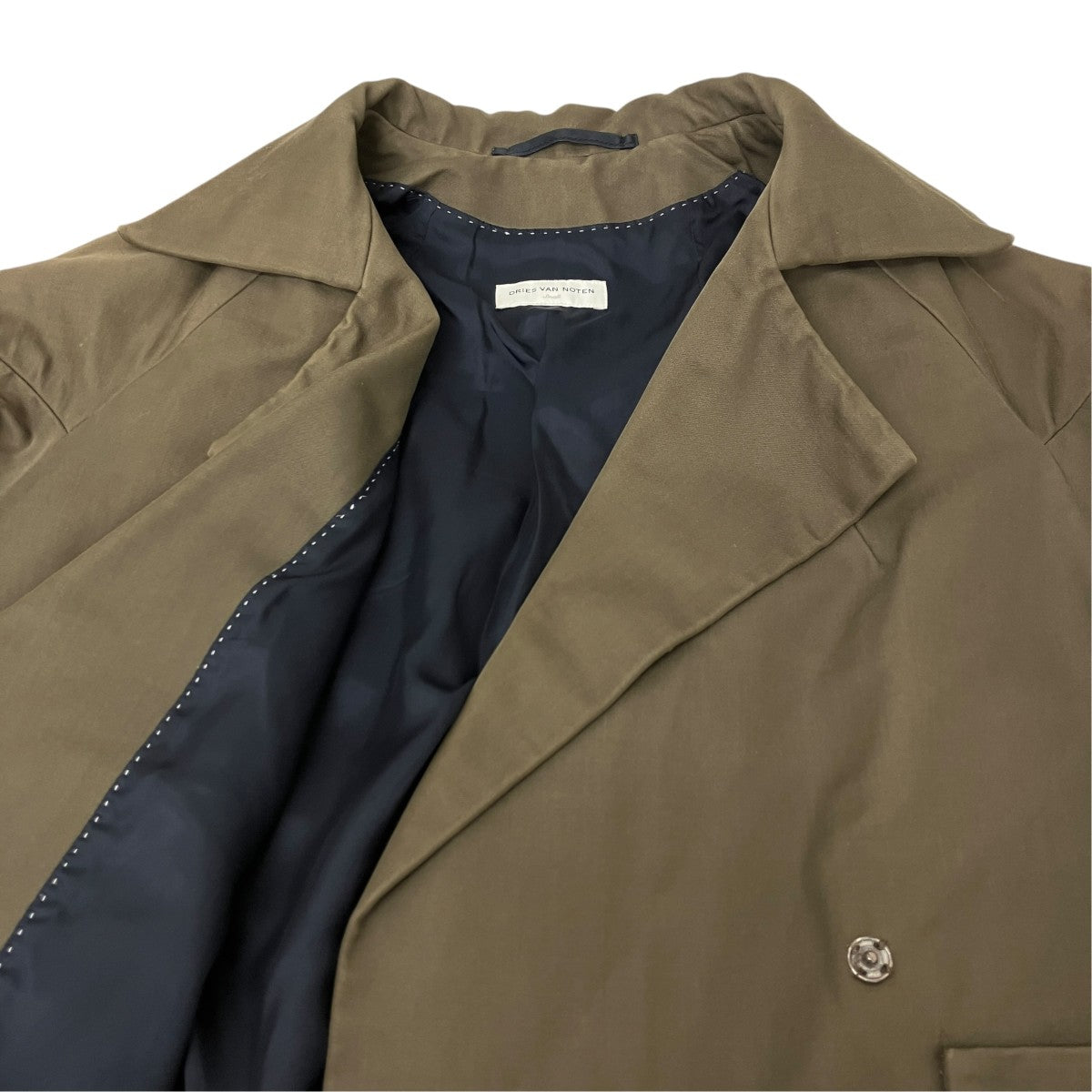 17ss ドリスヴァンノッテン リネンジャケット　カーキ DRIES VAN NOTEN(ドリスヴァンノッテン) ショートダブルブレスト